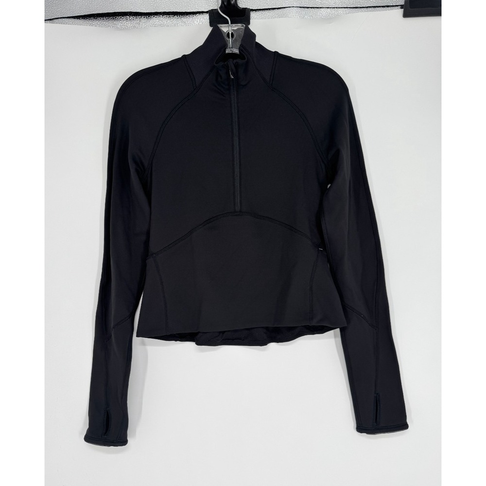Lululemon Always Alert Half 1/2 Zip Womens Size 4 Performance Active Top Black